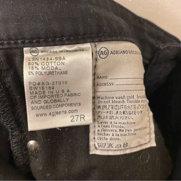 AG Adriano Goldschmied Prima Mid Rise Cigarette Jeans denim Black modal 27R - Picture 12 of 13